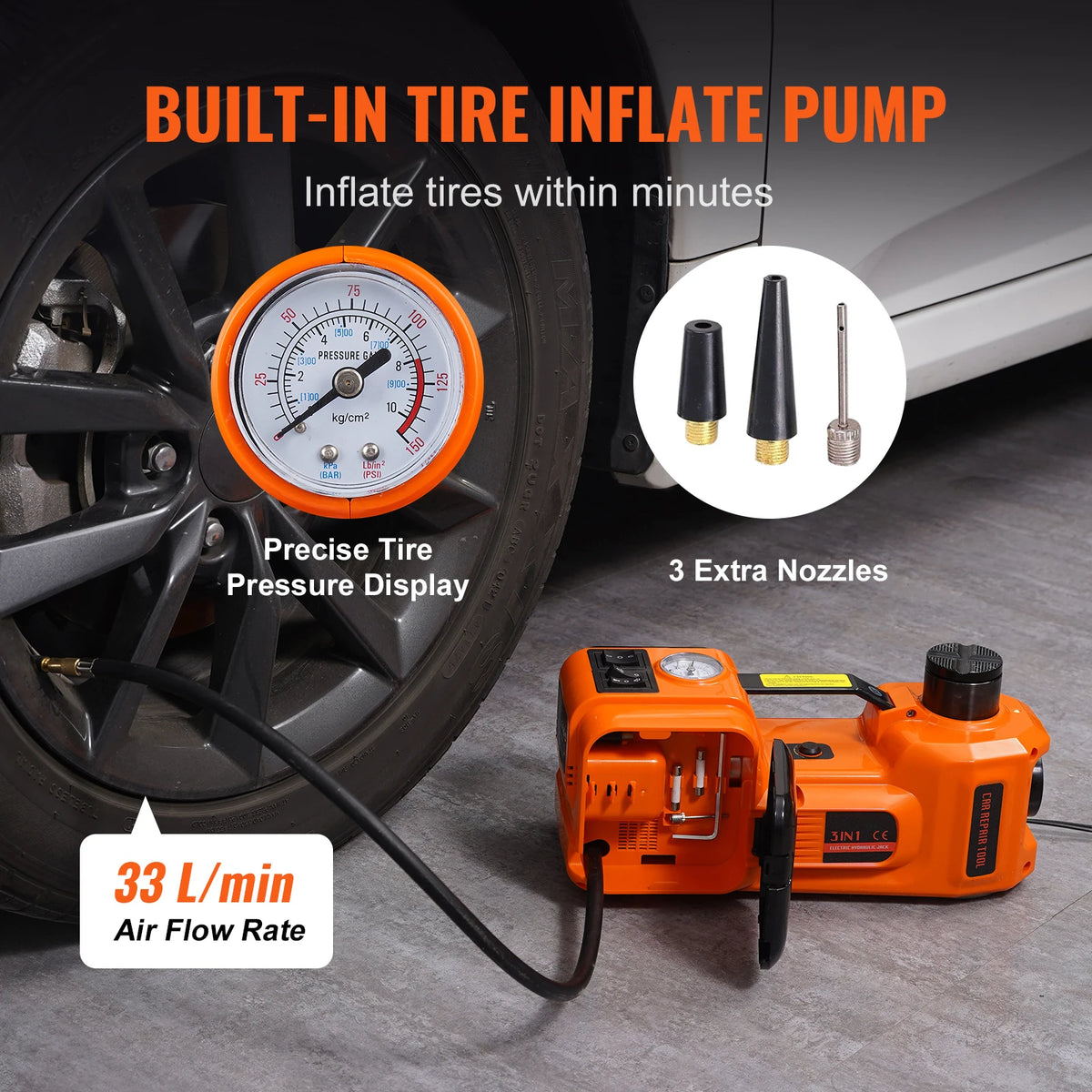 SucceBuy Electric Hydraulic Car Jack Kit For Roadside Tire Repairs