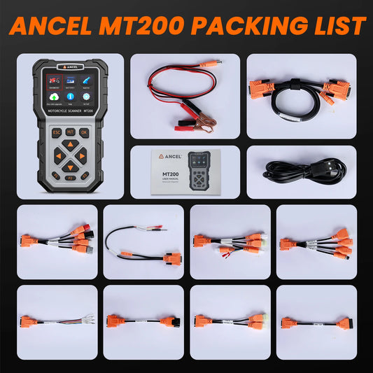 ANCEL MT200 Motorcycle OBD2 Scanner Code Reader Engine ABS Diagnostic Tool Battery Testing For Yamaha/Honda/Suzuki Motor Tool