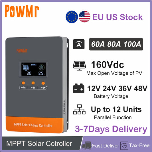 PowMr MPPT Solar Charge Controller 60A 12V 24V 48V LiFePO4
