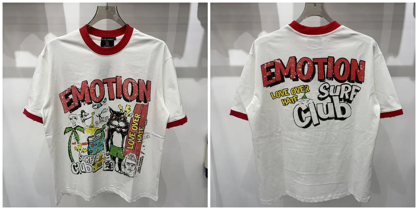 New MIXED-EMOTION Rhinestone printed pattern 100% cotton Men Women T-shirt Loose casual Shinning Diamond Tees Oversized Top