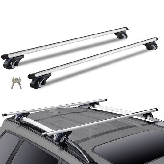 SucceBuy Roof Rack Crossbar Adjustable Aliuminum Roof Rail Crossbar Baggage Luggage Carrier 200 LBS Top Roof Crossbar Silver