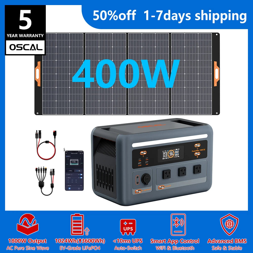 OSCAL PowerMax 1800W Portable Power Station 1024Wh LiFePO4 UPS
