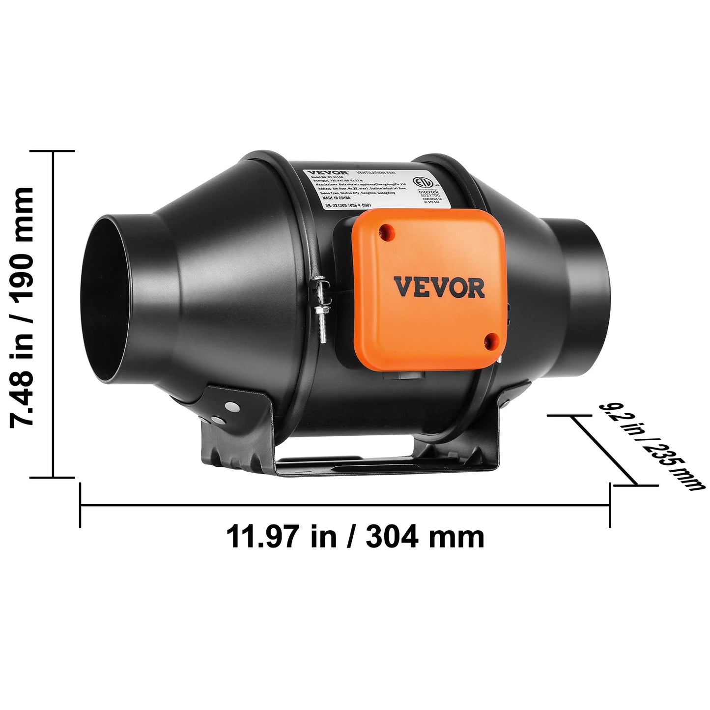 VEVOR EC Motor Inline Duct Fan With Temperature Humidity Controller