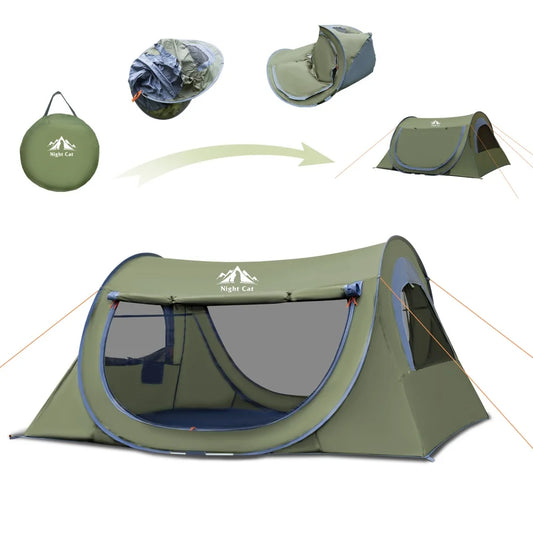 Night Cat Pop Up Two Person Tent With MosquitoNet Waterproof