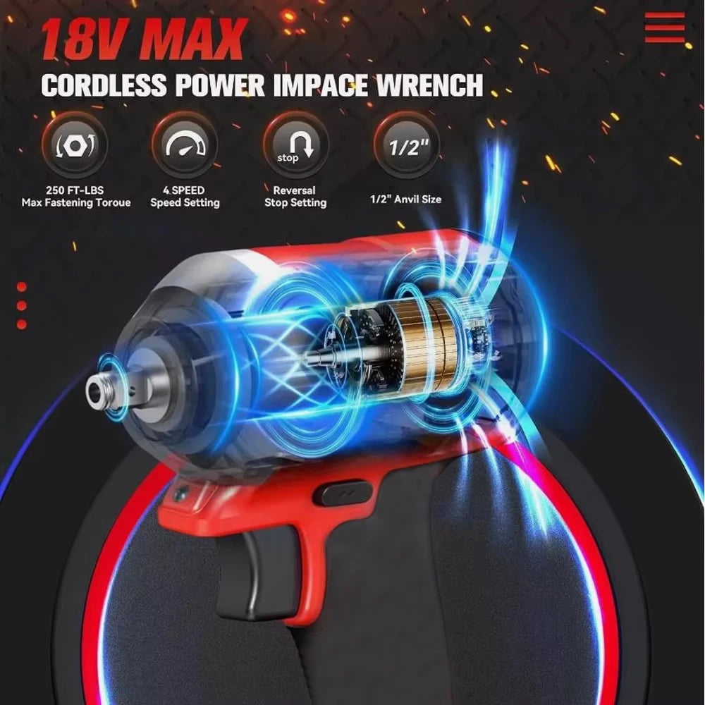 Magnitt Brushless Impact Wrench 500Nm Cordless 18V 4 Speed Drive