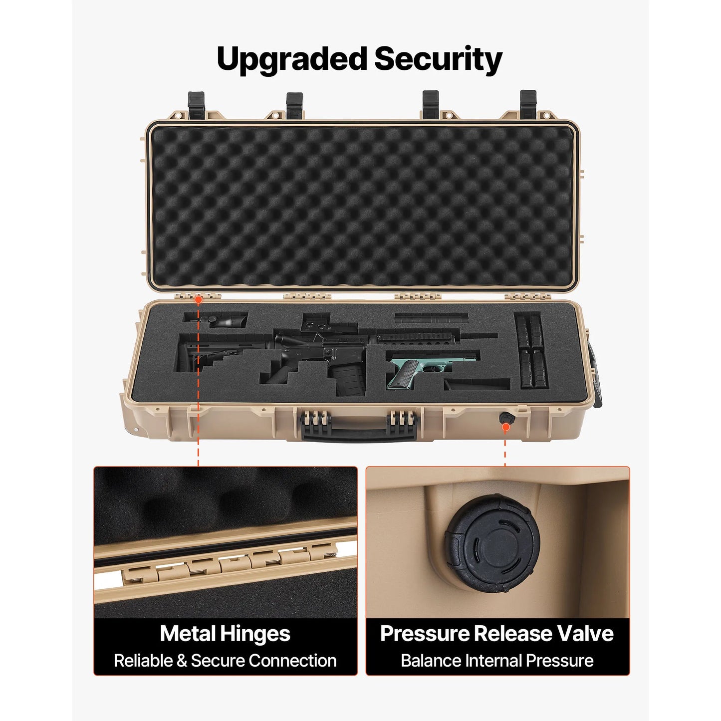 SucceBuy Lockable Hard Rifle Case With Wheels And Waterproof Protection