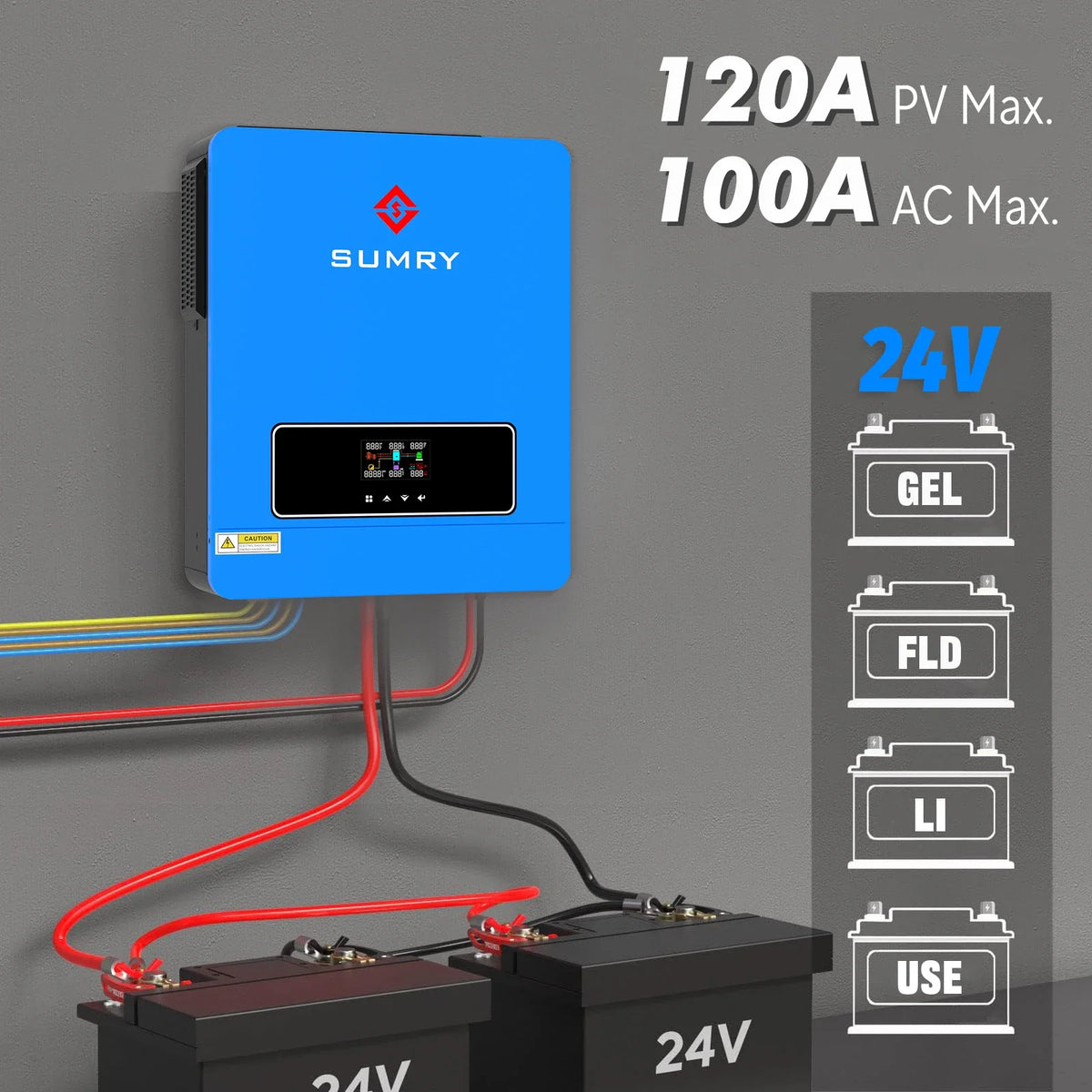 Sumry 3600W 24V 120V Hybrid Solar Inverter With MPPT Controller