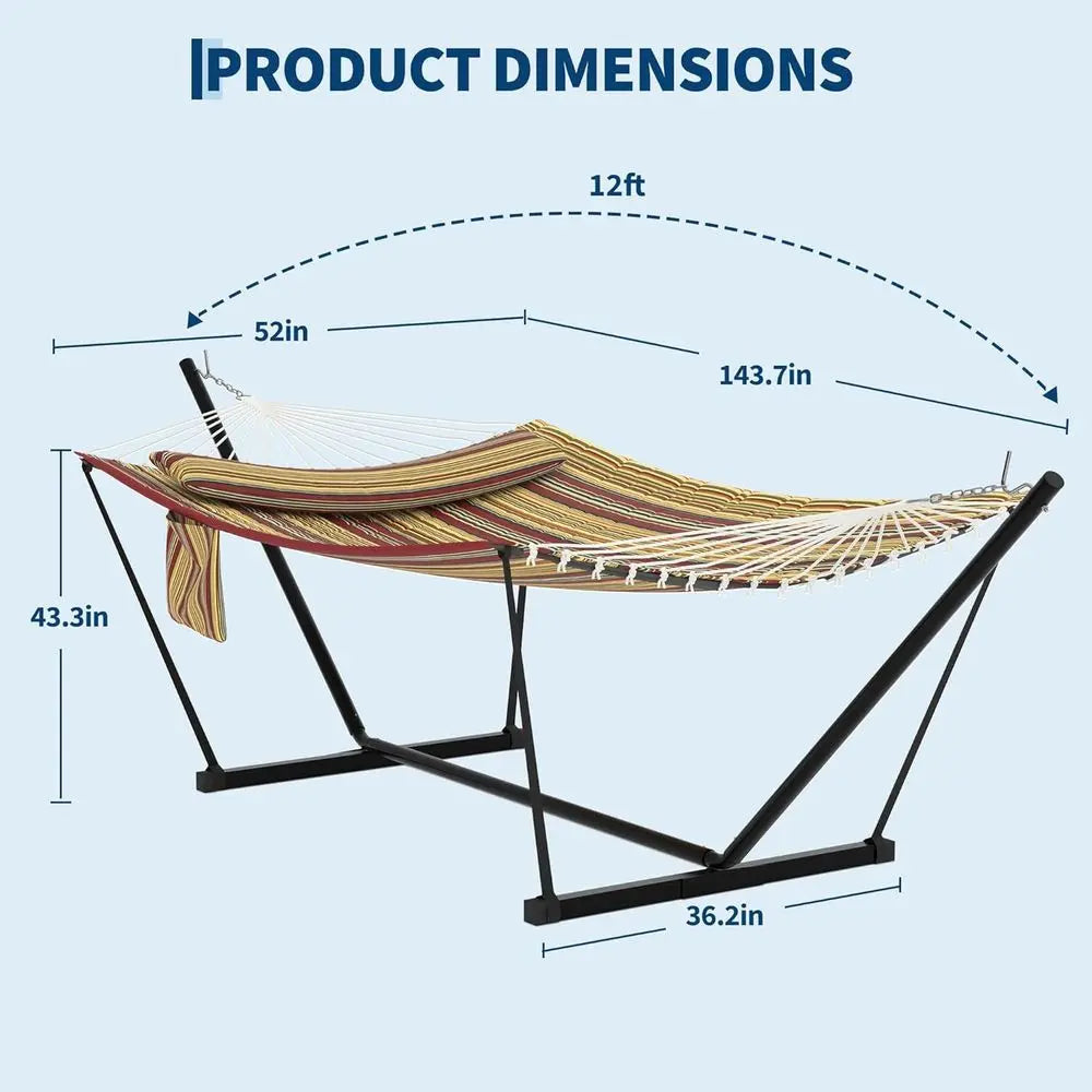 Double Hammock With Stand For Two Persons Pillow Included