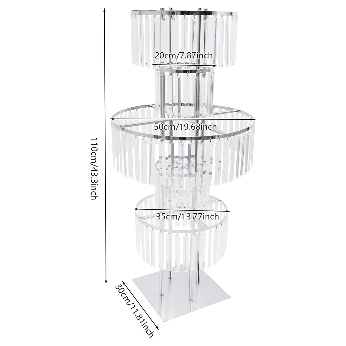 5 Tiers Crystal Flower Stand Gold/Silver 43.3 Inch Height Display Rack Aisle Guide Table Decoration Wedding Centerpiece Stand for Party Birthday Coffee Shop