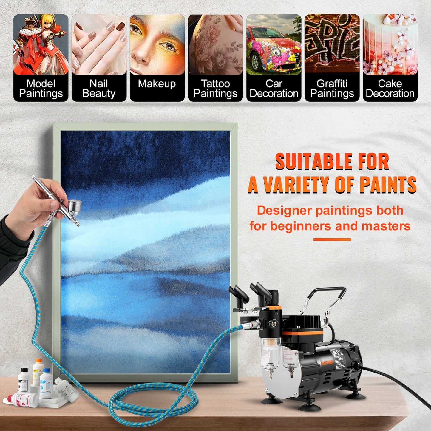 SucceBuy Professional 120W Electric Dual-Action Airbrush Paint Sprayer