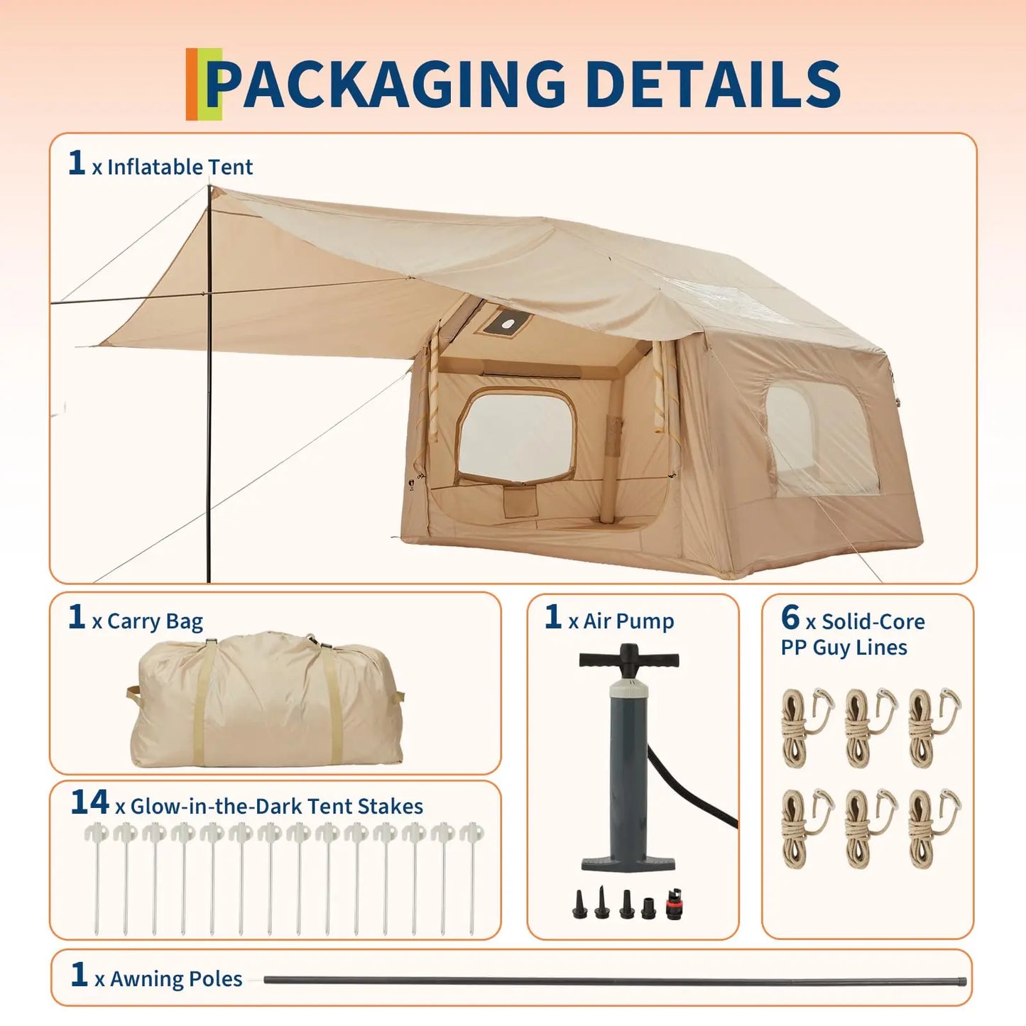 Inflatable 6-Person Camping Tent With Skylight And Quick Setup