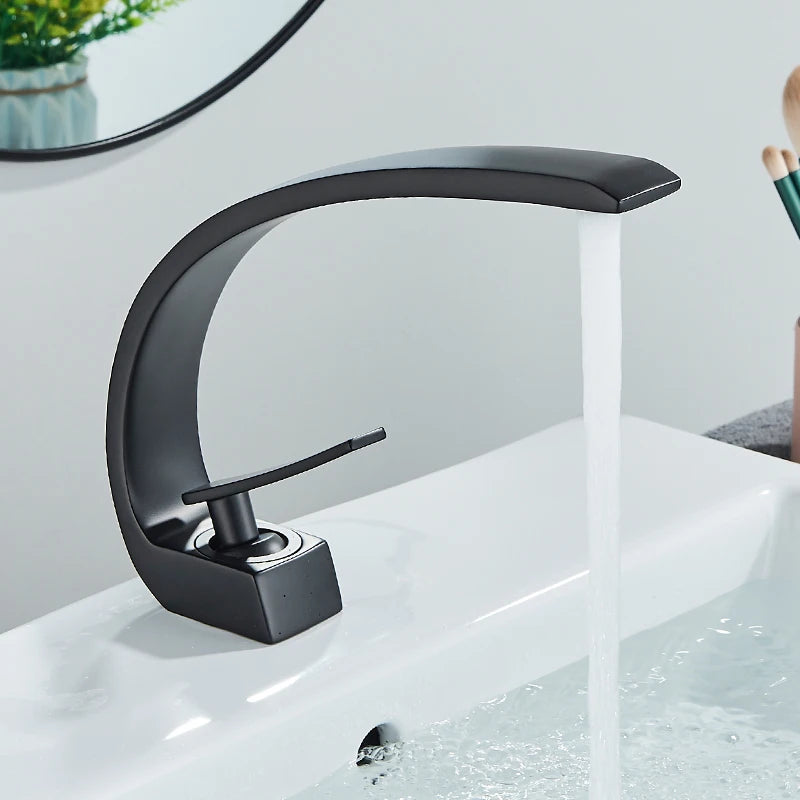 Rozin Chrome Deck Mounted Basin Faucet Hot Cold Mixer
