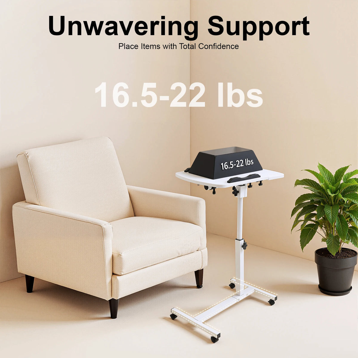Laptop Desk Stand 360° Adjustable Tilting Overbed Table Computer Table C Shape Notebook Stand with 4 Lockable Wheels for Bed Sofa Office