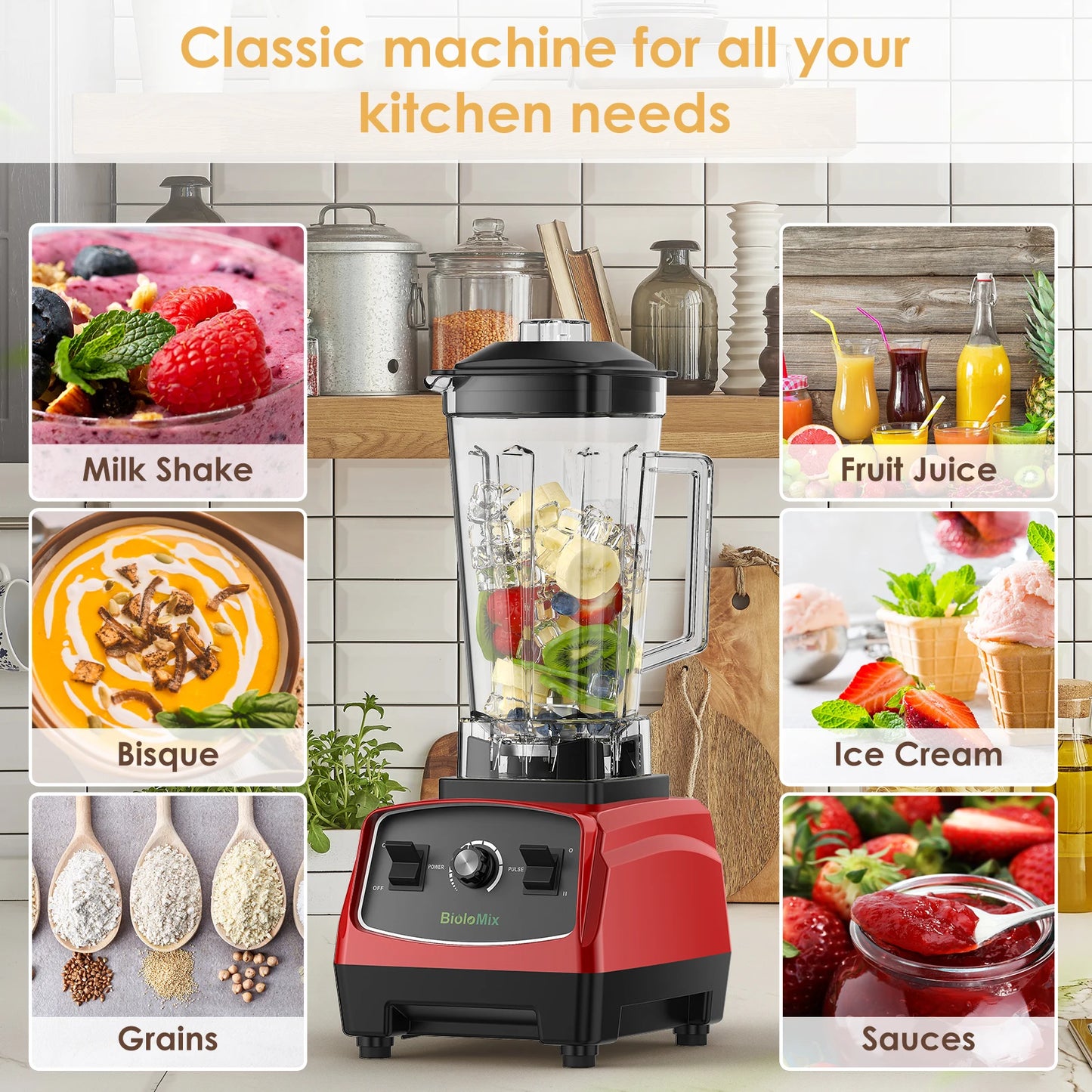 Biolomix 2200W Commercial Blender Heavy Duty Food Processor