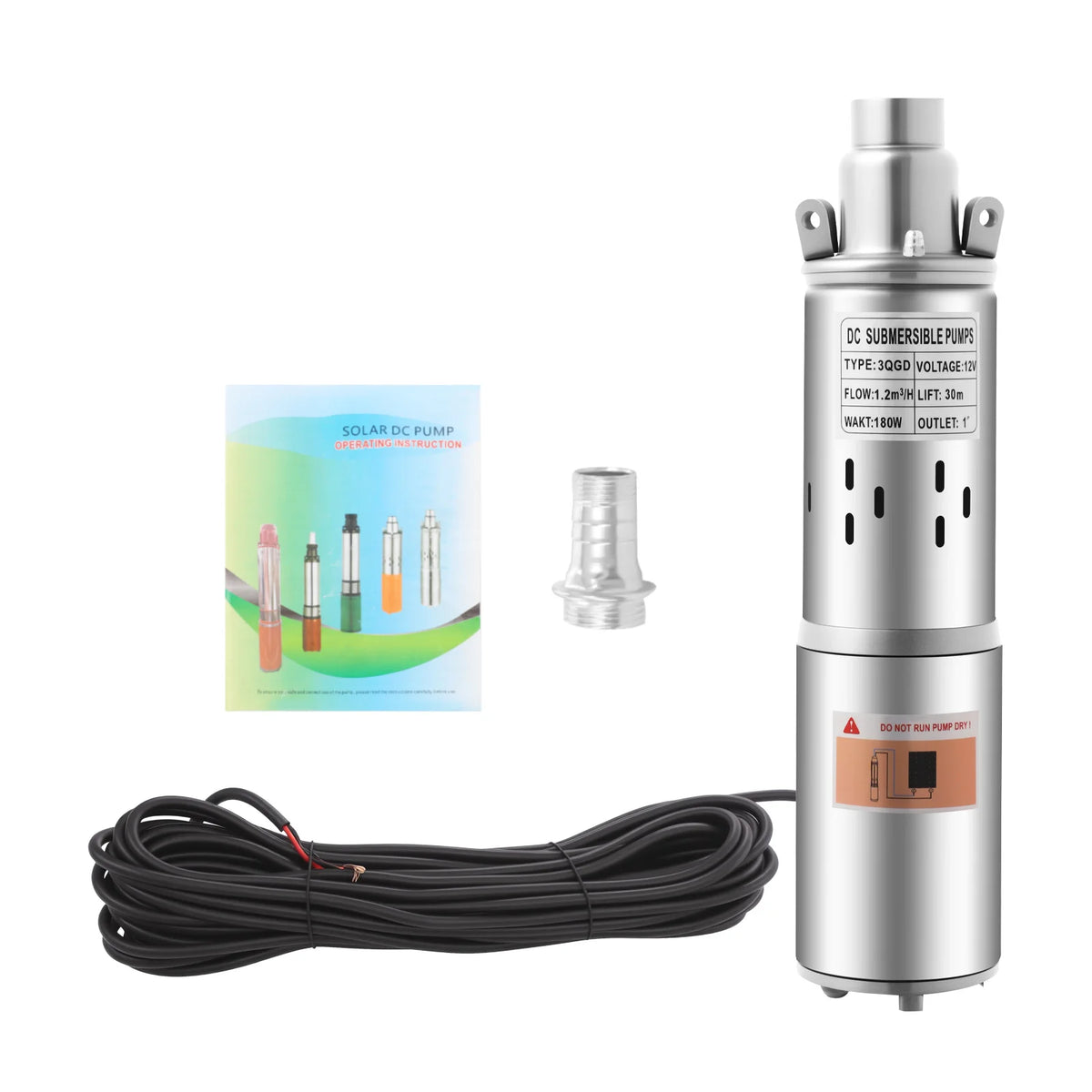 12V 24V Solar Submersible Water Pump For Pond And Irrigation 180 200W