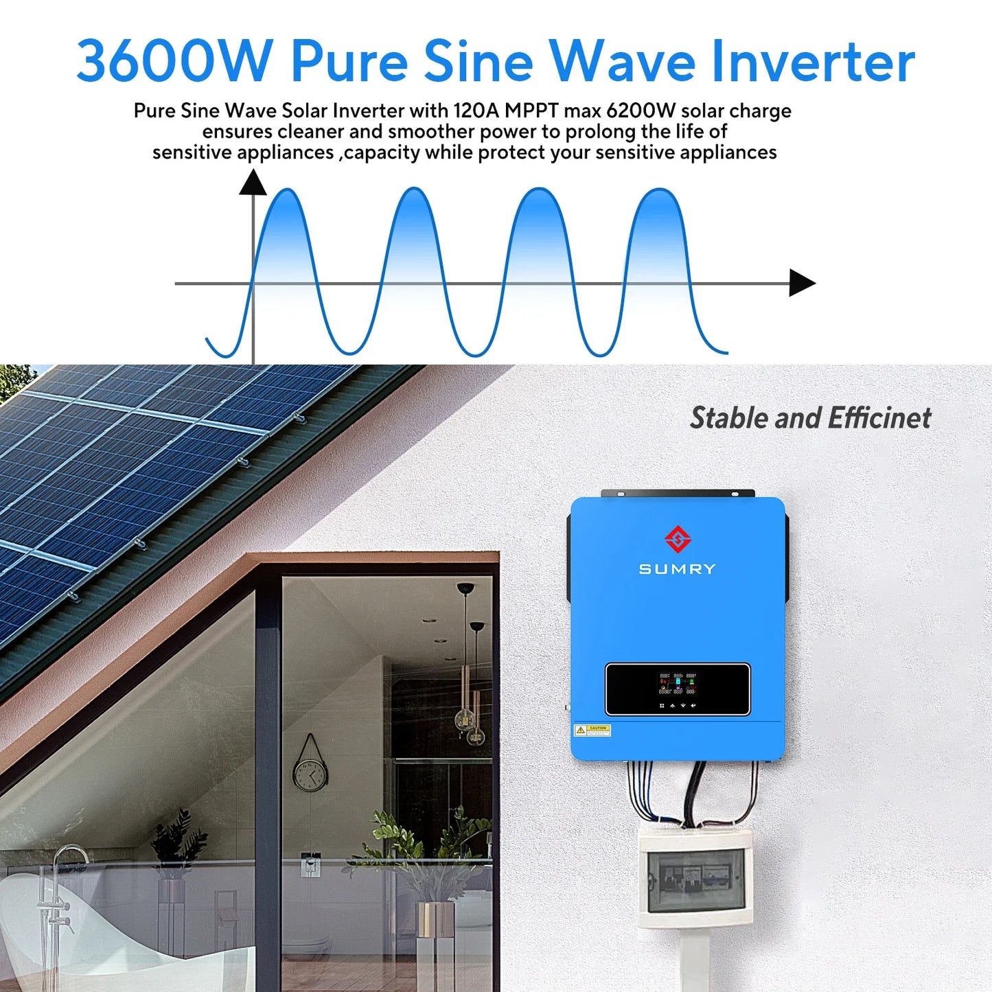 Sumry 3600W 24V 120V Hybrid Solar Inverter With MPPT Controller