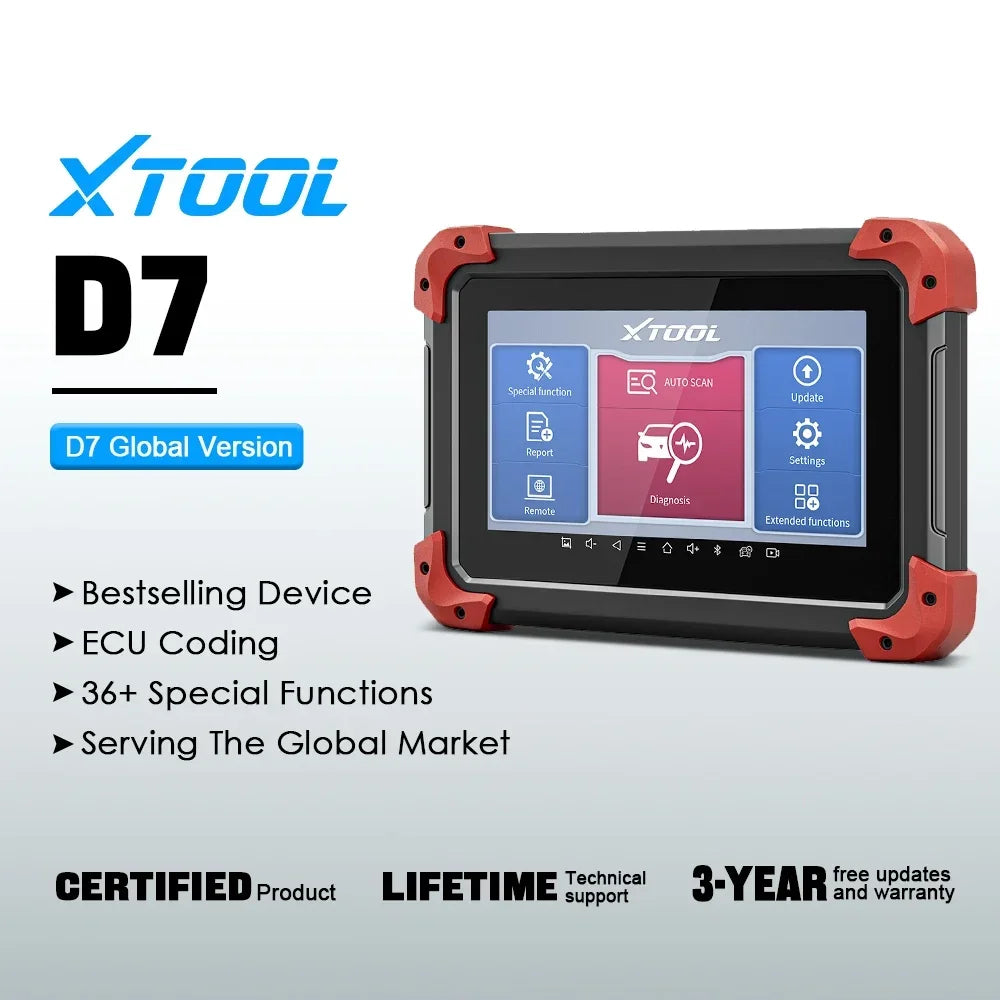 XTOOL D7 V2.0 OBD2 Scanner All System Car Diagnostic Tool Bi-directional Automotive Tool ECU Coding Active Test with 39+ Reset