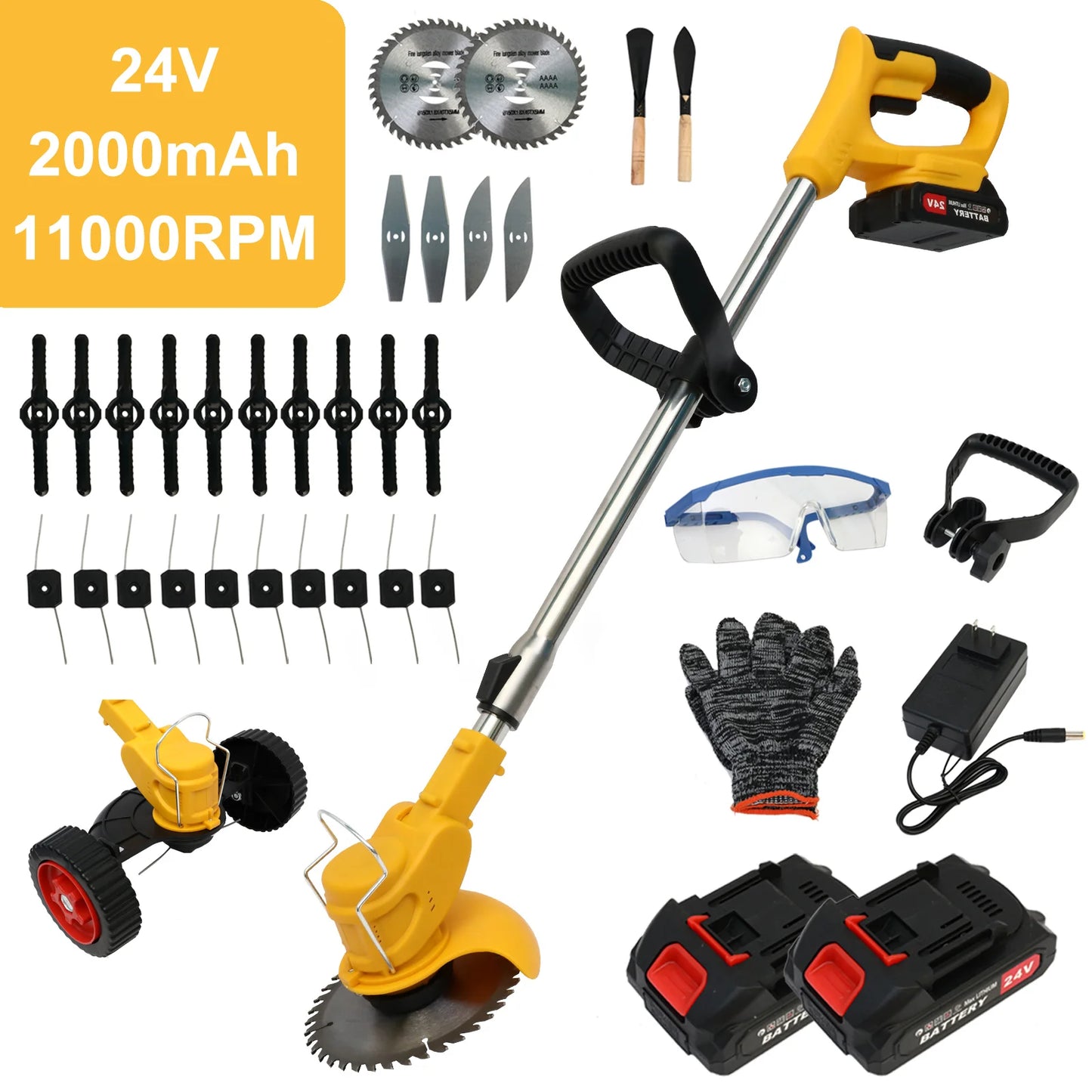 Cordless 21V Grass Trimmer 3-in-1 Mower Edger Brush Cutter