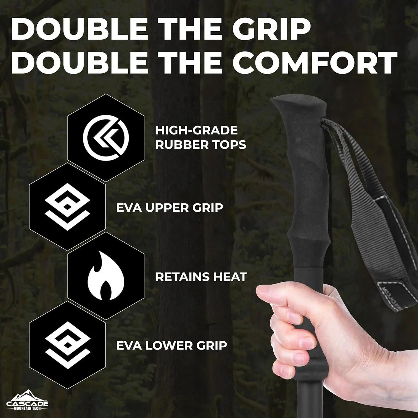 Carbon Fiber Trekking Poles Lightweight Adjustable With Quick Lock