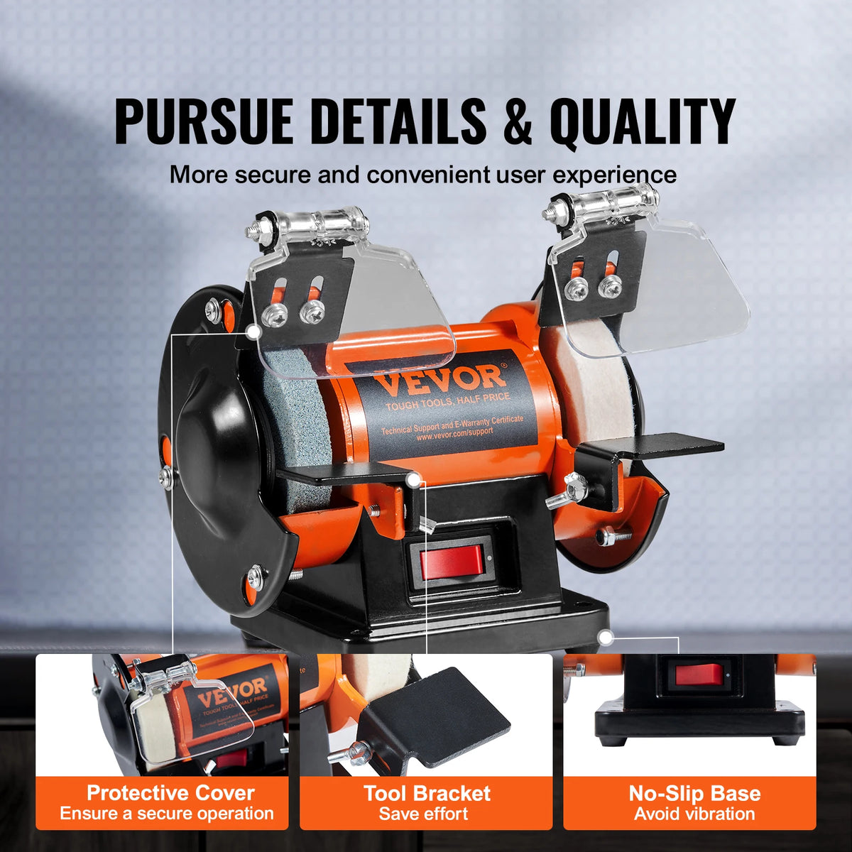 VEVOR Brushless Bench Polisher Adjustable Speed Jewelry Polishing Machine
