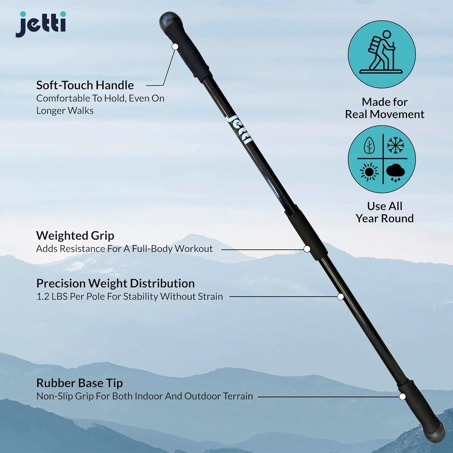 Weighted Walking Sticks For Seniors And Adults Ergonomic Hiking Poles