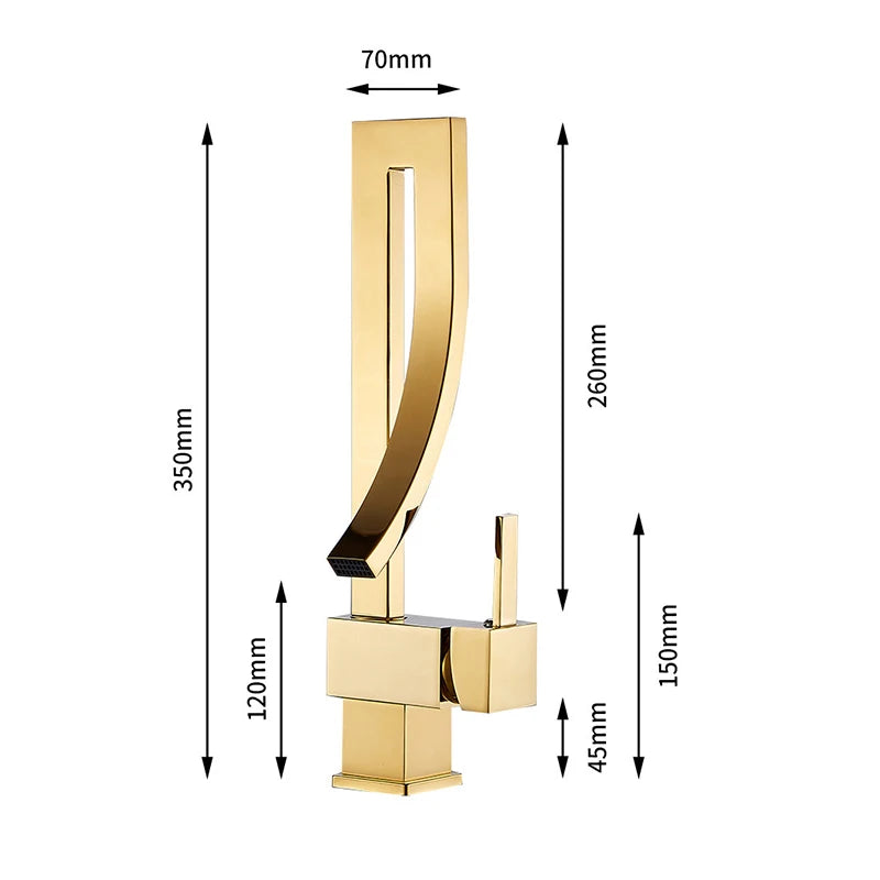 Wanmivezlo Brass Deck Mounted Waterfall Mixer Tap