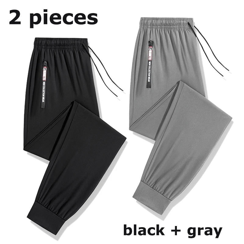 Sweatpants Hiking Running Quick Dry Zipper Pocket Taffeta Loose Fit Spring Summer Men Lightweight Pants