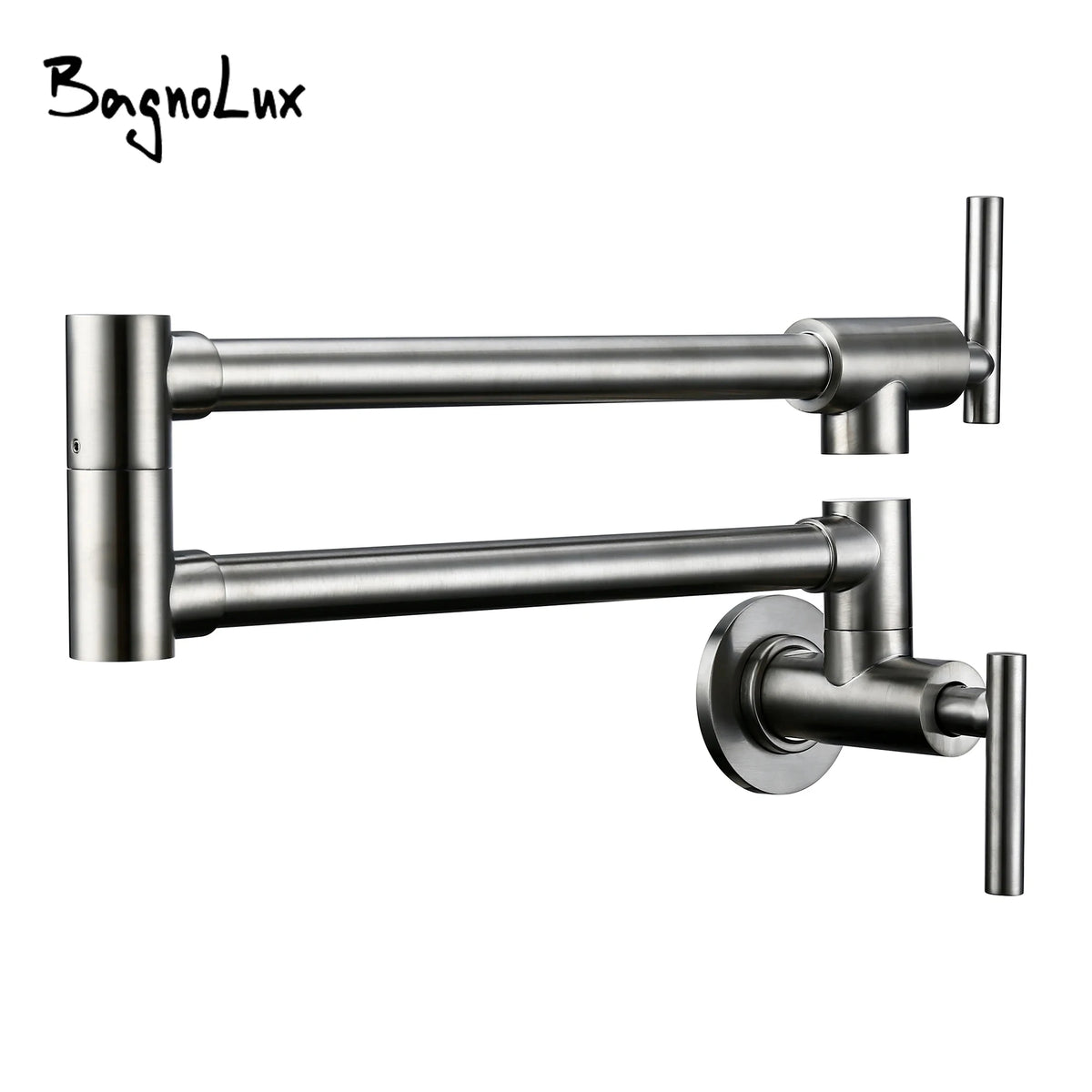 Bagnolux Black Brushed Chrome Swivel Wall Pot Filler Faucet