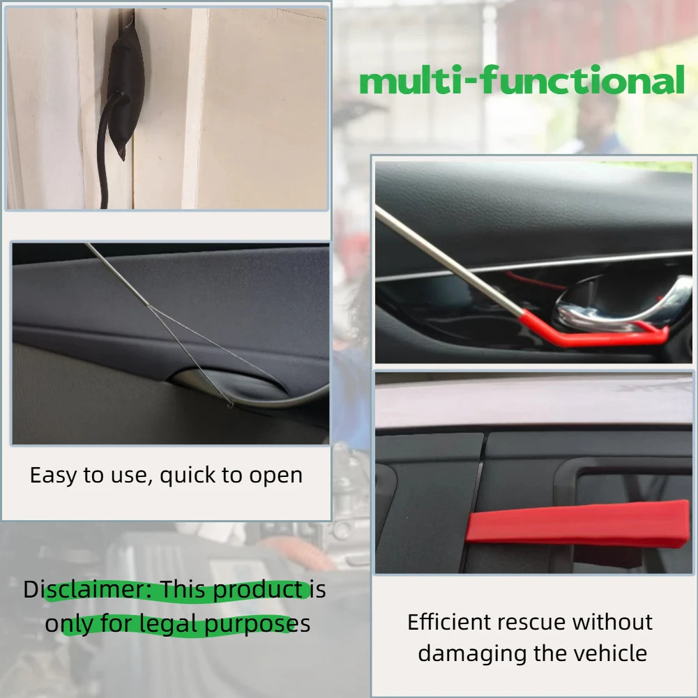 Emergency Car Door Unlock Tool With J Hook Air Wedge