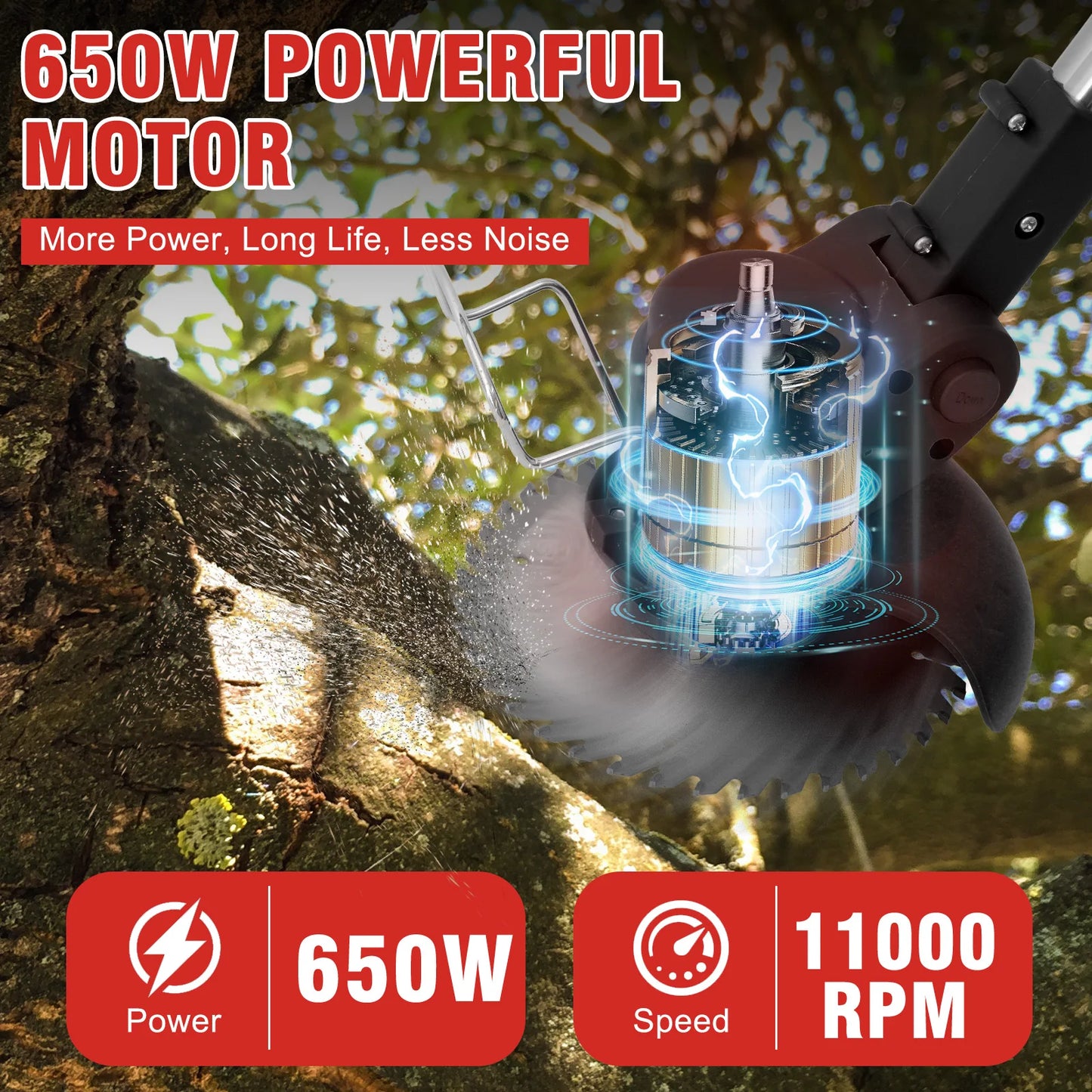 Cordless 21V Grass Trimmer 3-in-1 Mower Edger Brush Cutter