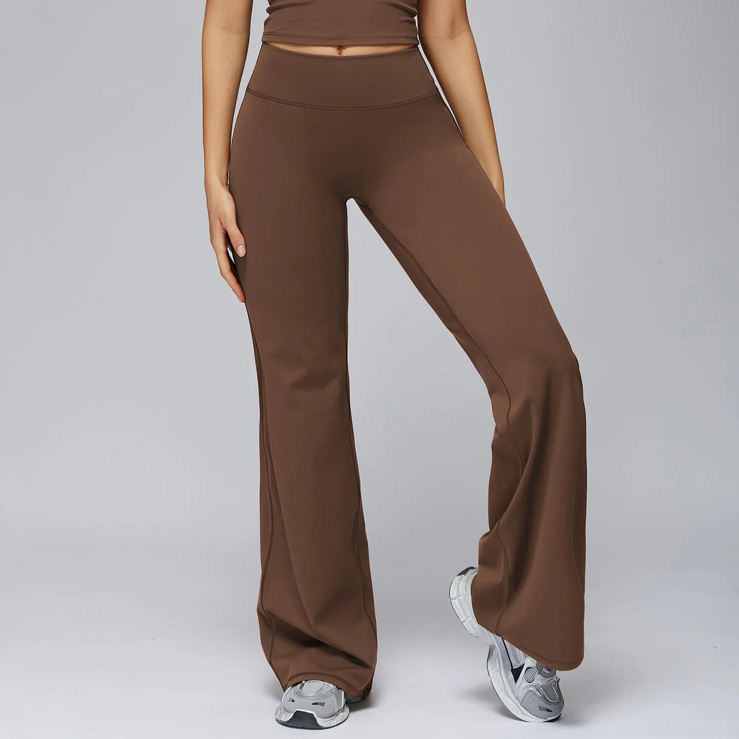High Waist Wide Leg Yoga Pants Women Butt Lift Workout Trousers Flare Leggings Tummy Control Gym Fitness Straight Leg Bottoms