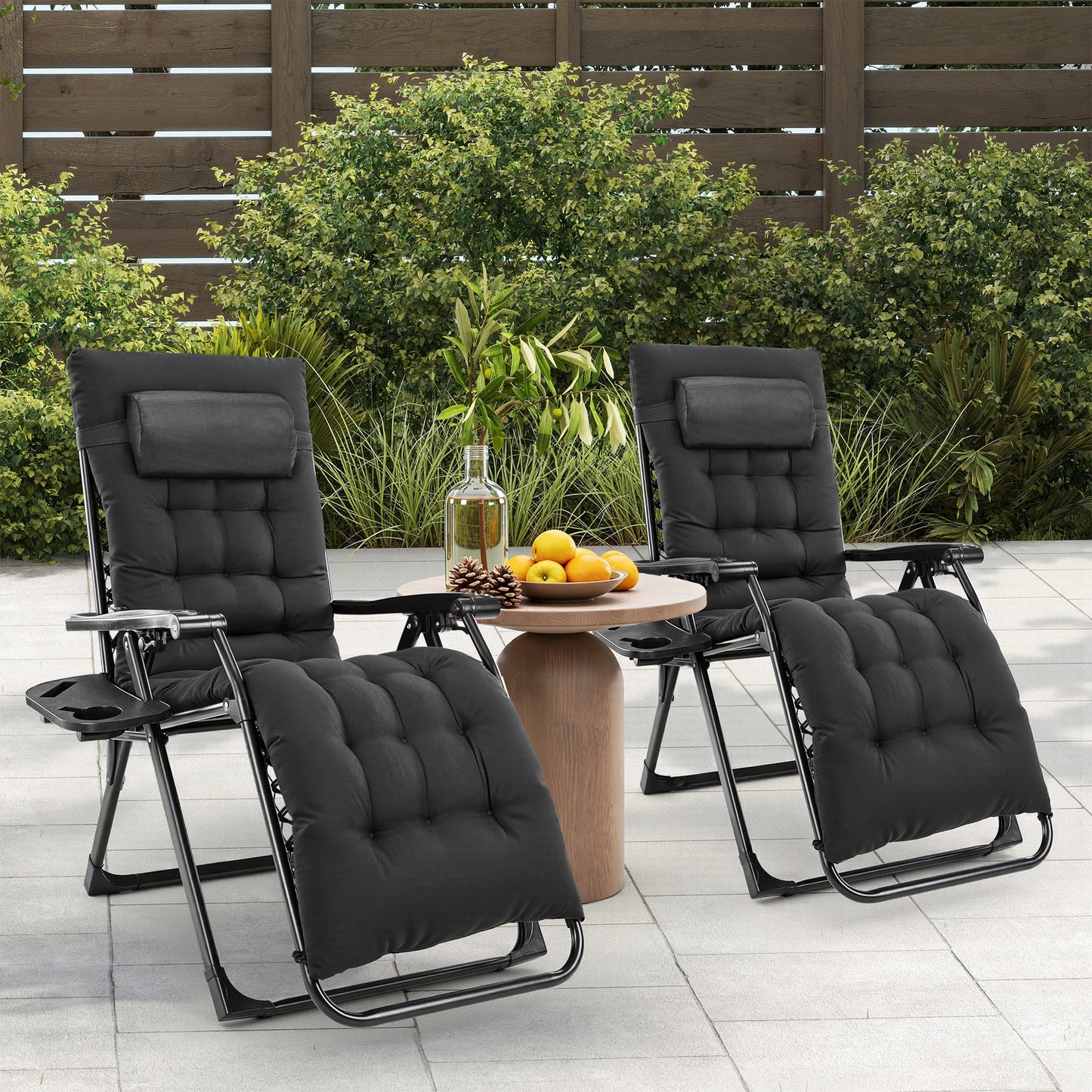 JHK Zero Gravity Outdoor Recliner With Cup Holder And Cushion