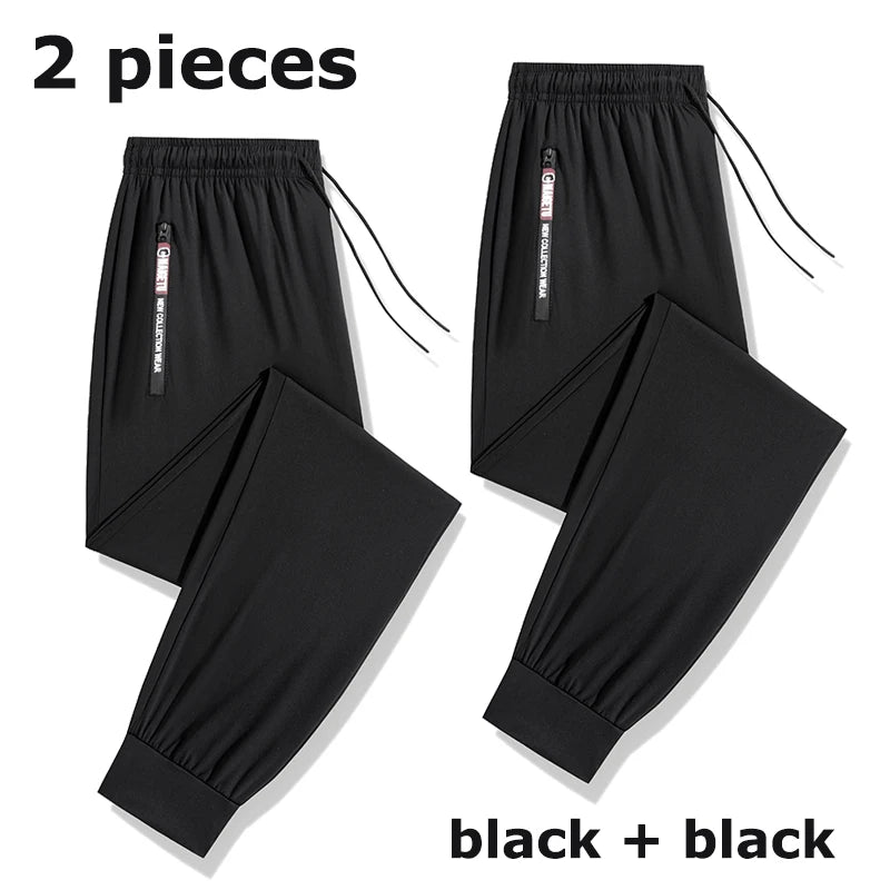 Sweatpants Hiking Running Quick Dry Zipper Pocket Taffeta Loose Fit Spring Summer Men Lightweight Pants