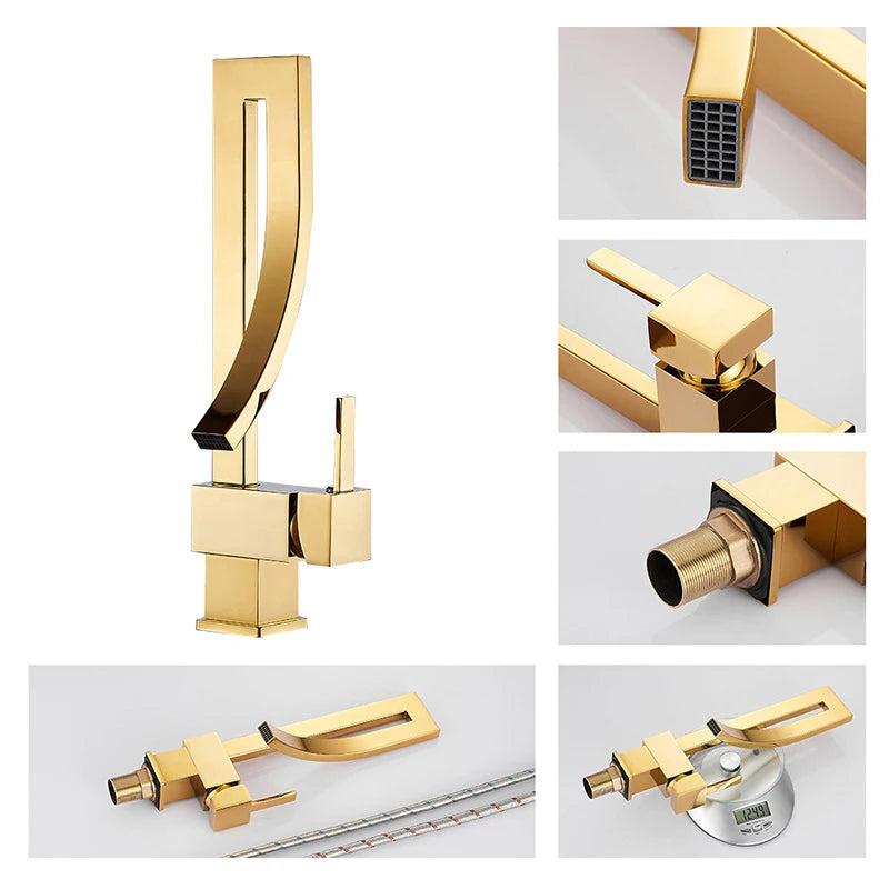 Wanmivezlo Brass Deck Mounted Waterfall Mixer Tap