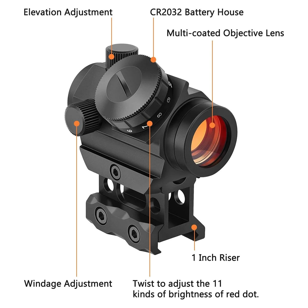 Lambul Tactical Red Dot Sight And Secure Mount For Rifles