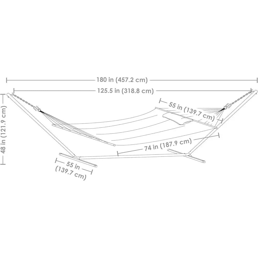 Quilted Double Hammock With Stand For Outdoor Use Heavy Duty