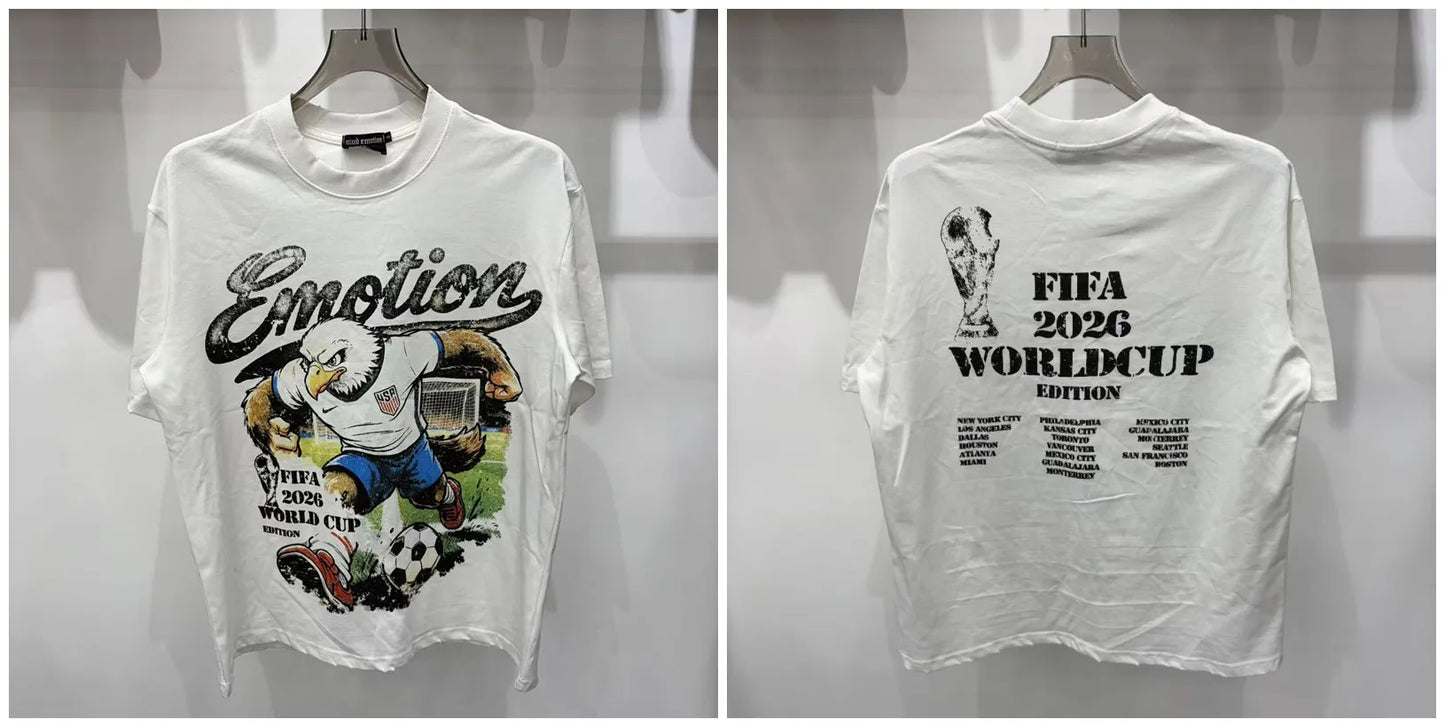 New MIXED-EMOTION Rhinestone printed pattern 100% cotton Men Women T-shirt Loose casual Shinning Diamond Tees Oversized Top