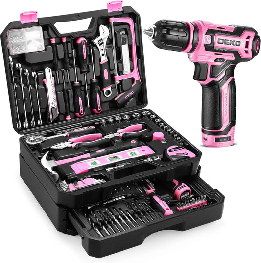 DEKO Home Mechanic Toolbox With Cordless Drill And Storage Drawer