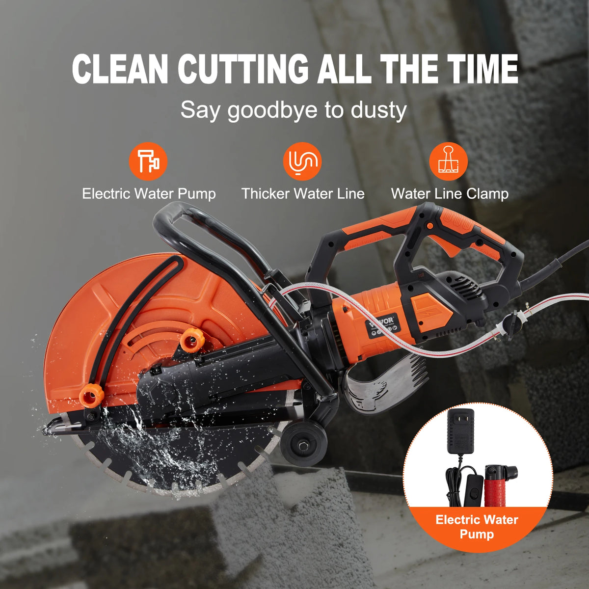 SucceBuy Electric Concrete Saw 3200W Heavy Duty Cutter For Construction