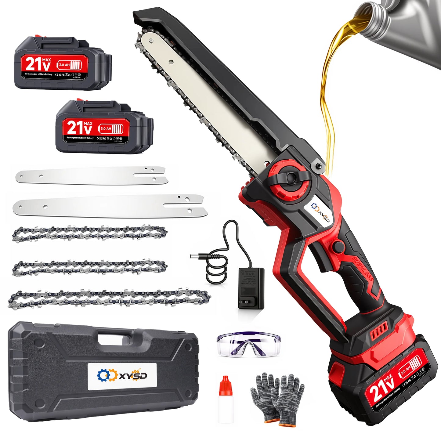 XYSD Cordless Mini Chainsaw Portable Electric Handheld With 2x3.0Ah Batteries