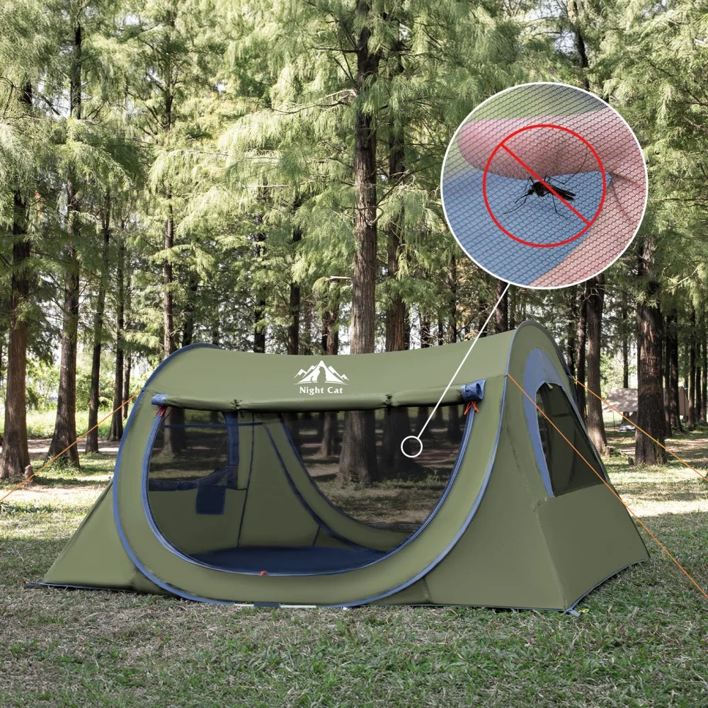 Night Cat Pop Up Two Person Tent With MosquitoNet Waterproof