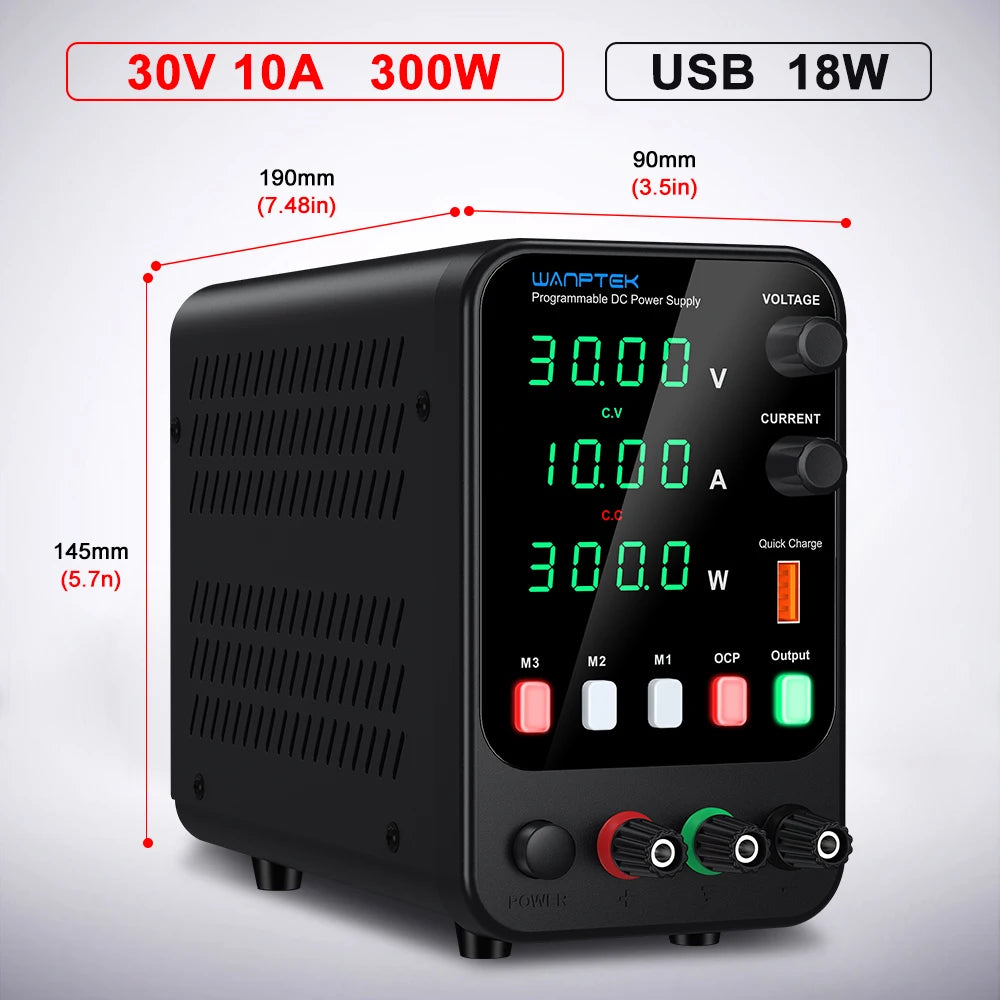Wanptek Laboratory DC Power Supply USB Fast Charging Adjustable