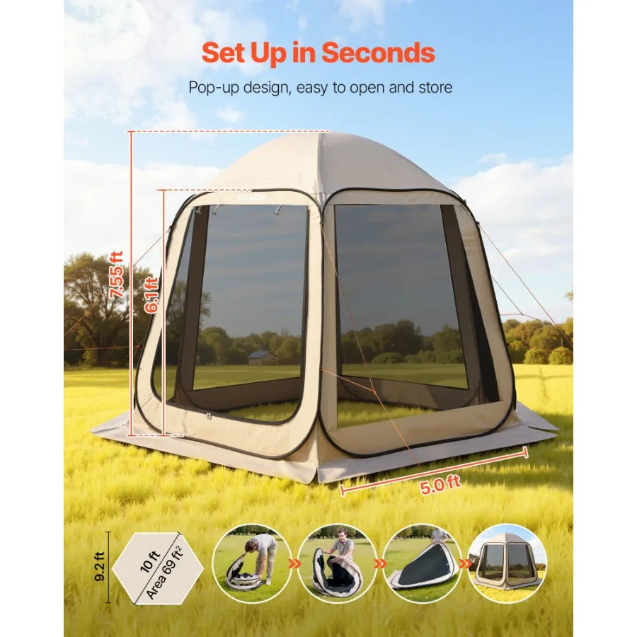 Pop Up Screened Canopy Tent With Ventilated Mesh Sides