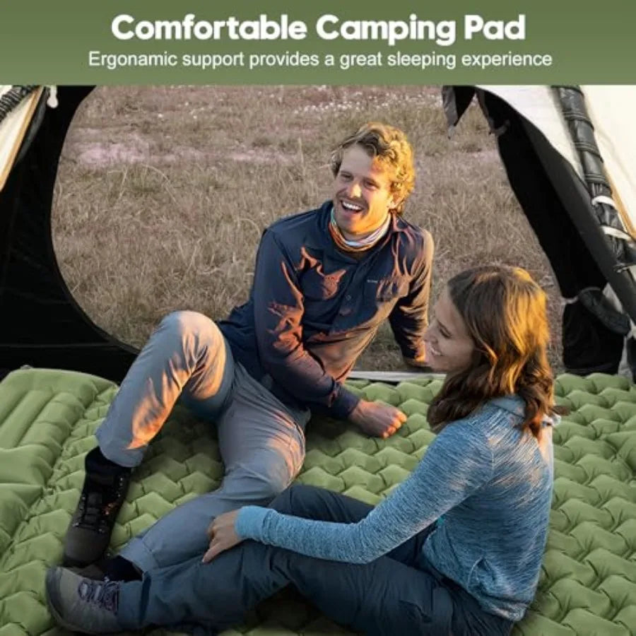 Ultralight Two-Person Camping Sleeping Pad With Built-In Pump