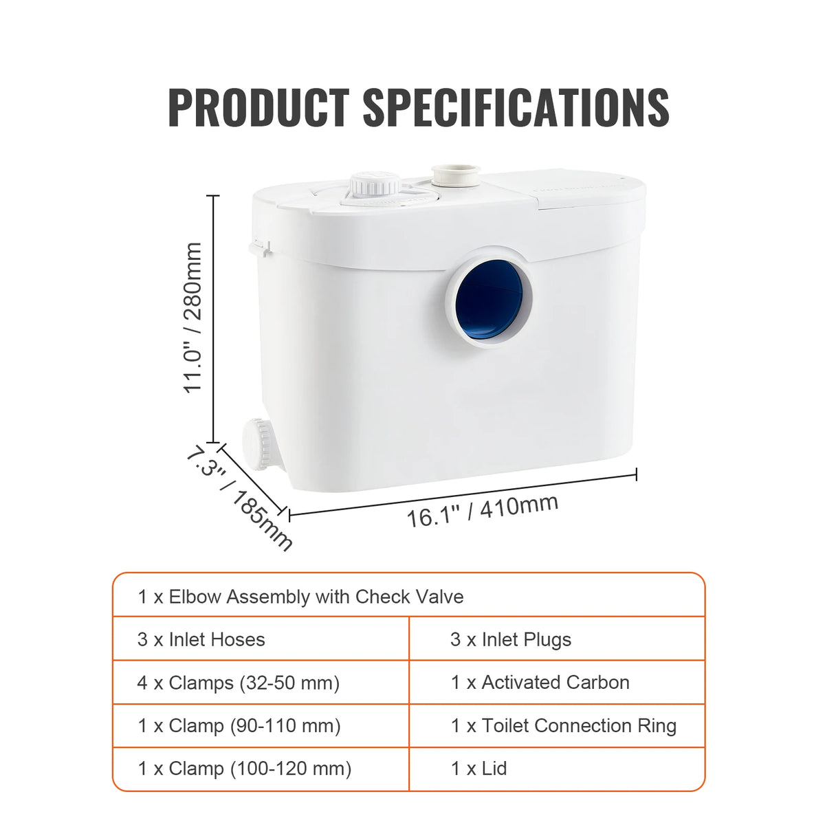 SucceBuy Macerator Pump 500W/700W/900W/1200W Waste Water Disposal Upflush Machine for Toilet, Basement, Shower, Laundry, Bathtub