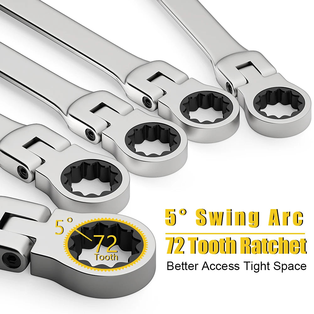 Professional Carbon Steel 72 Tooth Ratchet Wrench Set