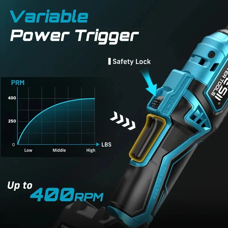 SEESII 3/8" 21V Cordless Electric Wrench 80Nm 6.3'' Extended Electric Ratchet Wrench Rechargeable Angle Wrench Car Repair Tools for Makita 18v Battery Pin