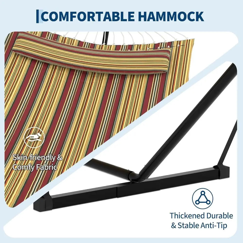 Double Hammock With Stand For Two Persons Pillow Included