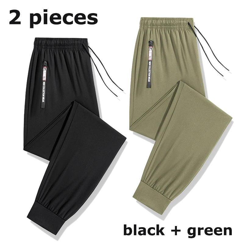 Sweatpants Hiking Running Quick Dry Zipper Pocket Taffeta Loose Fit Spring Summer Men Lightweight Pants