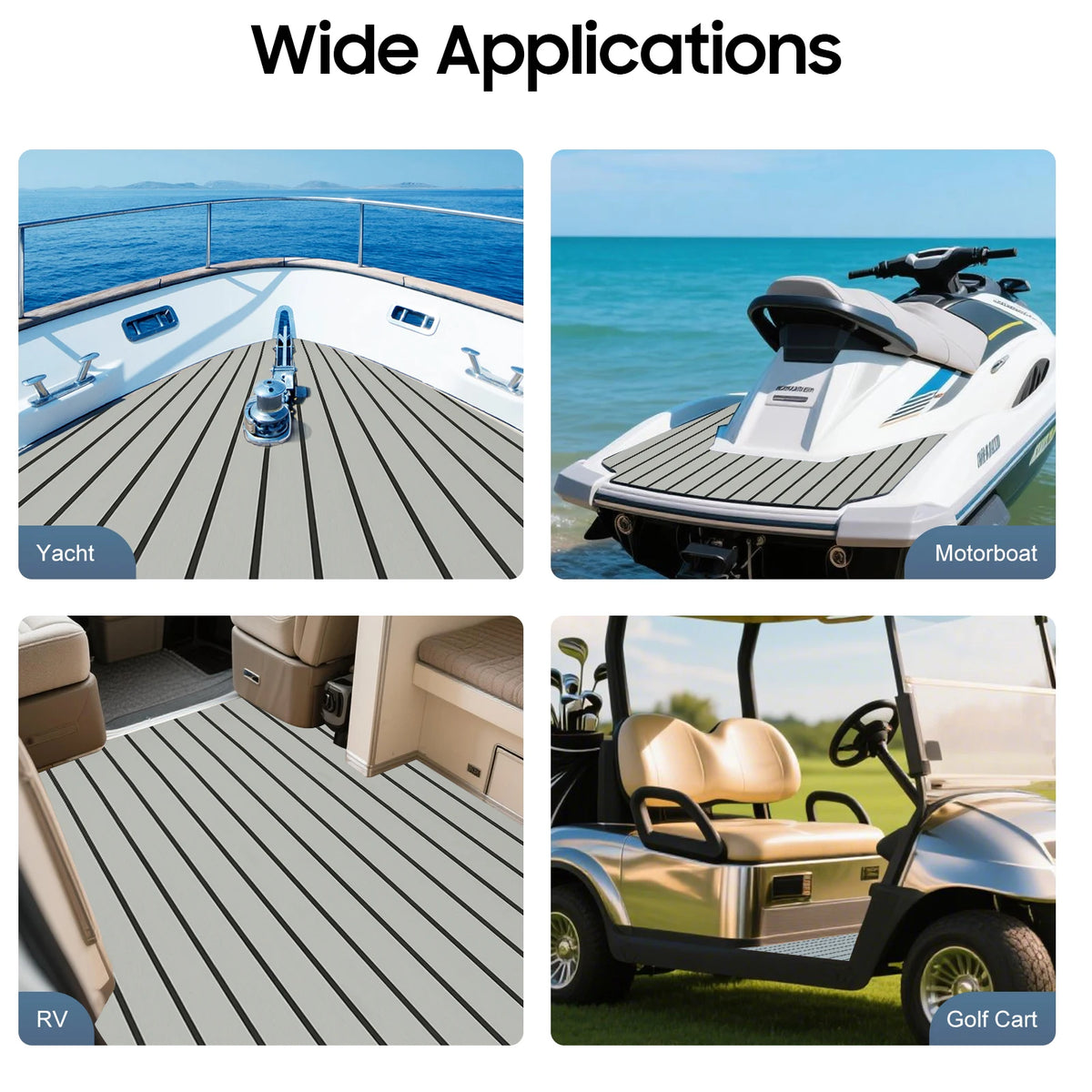 Self-Adhesive Boat Deck Mat 94.5"x35.4" Waterproof EVA Foam with Anti-Slip Teak Look Easy to Cut for RV Floor Yacht Gym Marine